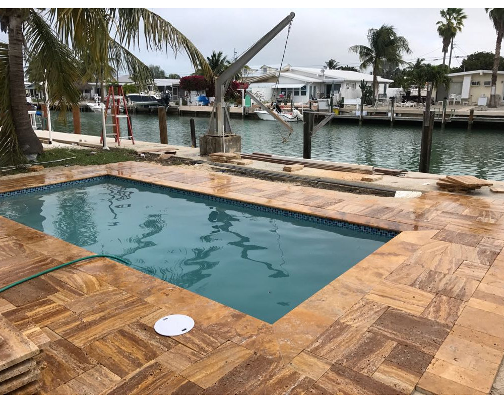 Real Paver Aider pool deck installation, Miami